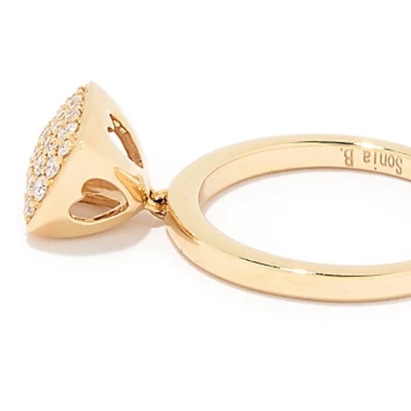 Sonia Bitton Galerie 14K Y/Gold pave Diamond dimensional carved hart charm ring - Picture 4 of 17